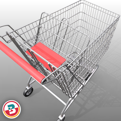 3D Model of Grocery Store Shopping Cart - 3D Render 3